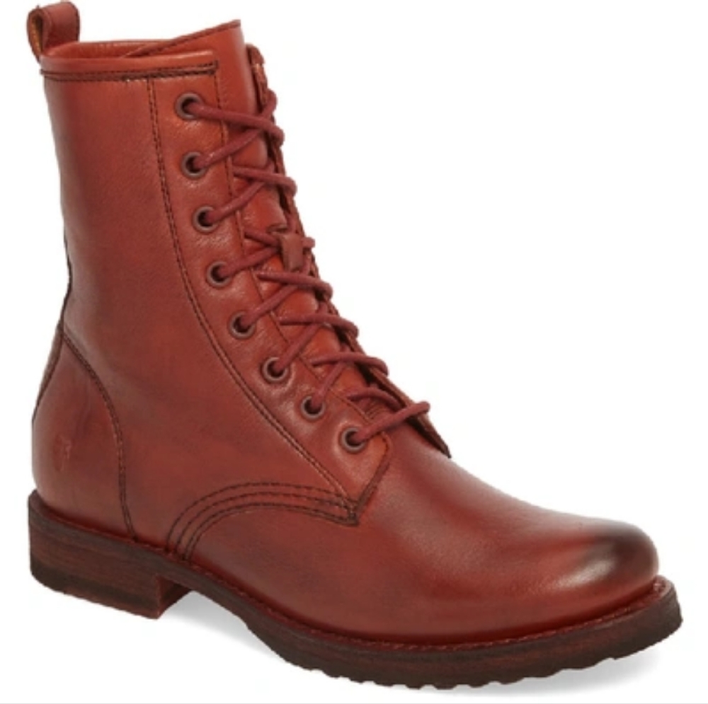 FRYE Veronica lace up combat boots red leather 6.5